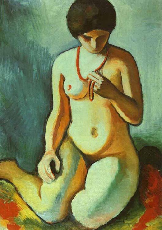 August Macke Nude with Coral Necklace oil painting image